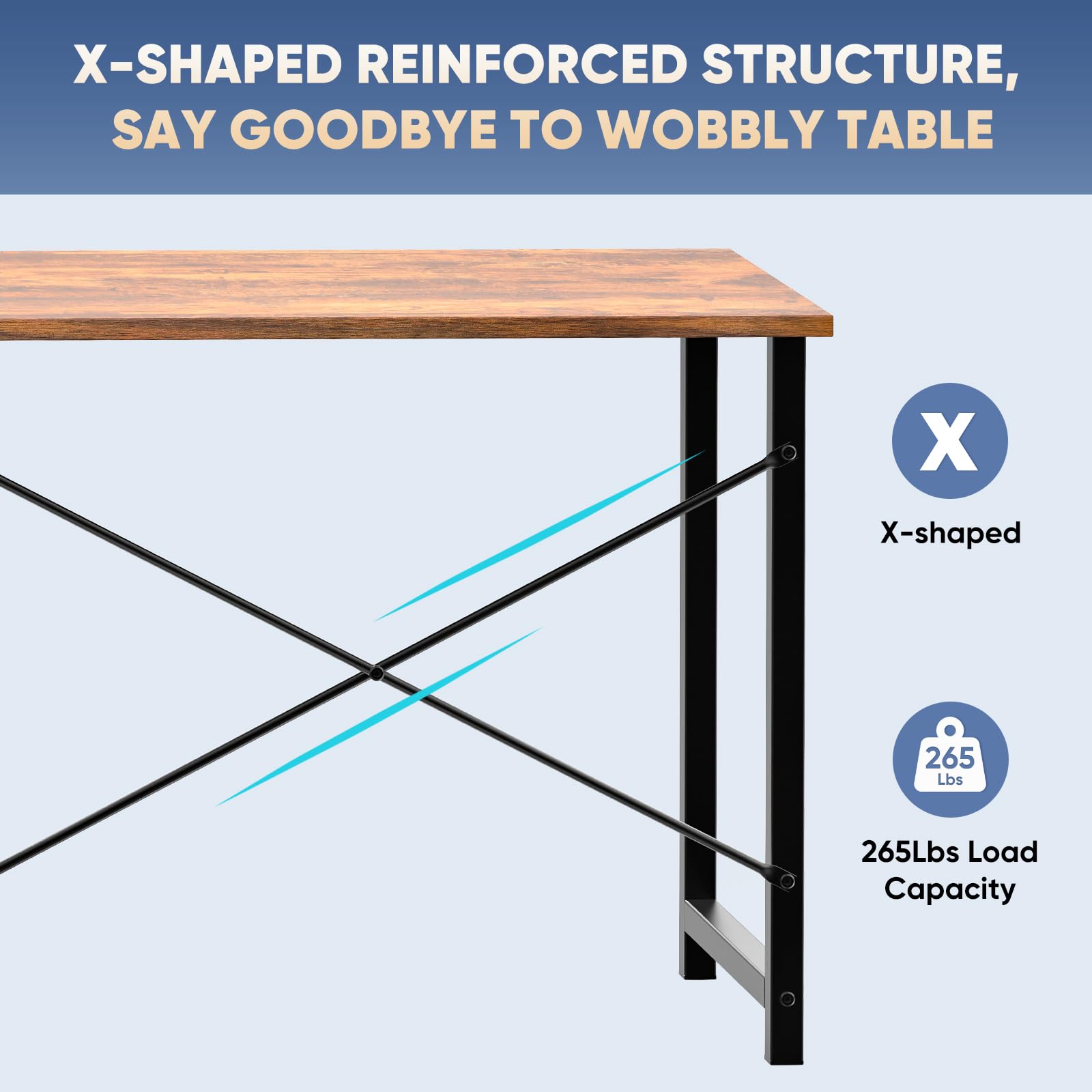 31 Inch Small Computer Desk for Home Office, Modern Study Writing Gaming Work Table Simple Style for Bedroom with X-Shaped ReInchforcement, Rustic Brown