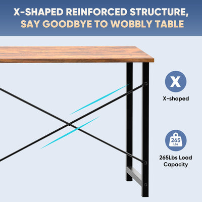 31 Inch Small Computer Desk for Home Office, Modern Study Writing Gaming Work Table Simple Style for Bedroom with X-Shaped ReInchforcement, Rustic Brown
