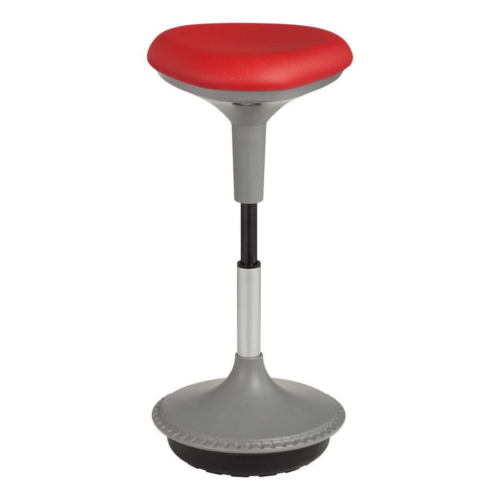 Adjustable Height Active Learning Stool for Office Desks and Classrooms, Foam-Padded Backless Wobble Stool with Rocking Motion, Red