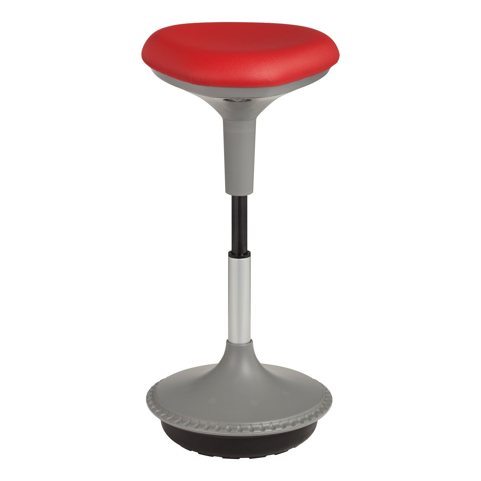 Adjustable Height Active Learning Stool for Office Desks and Classrooms, Foam-Padded Backless Wobble Stool with Rocking Motion, Red