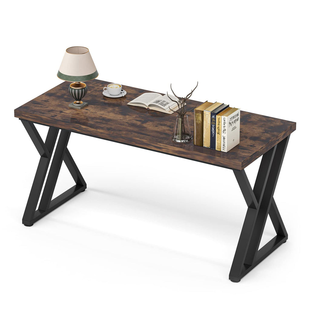 55 Inch Large Simple Industrial Computer Desk Study Writing Table Home Office Workstation,Rustic Brown
