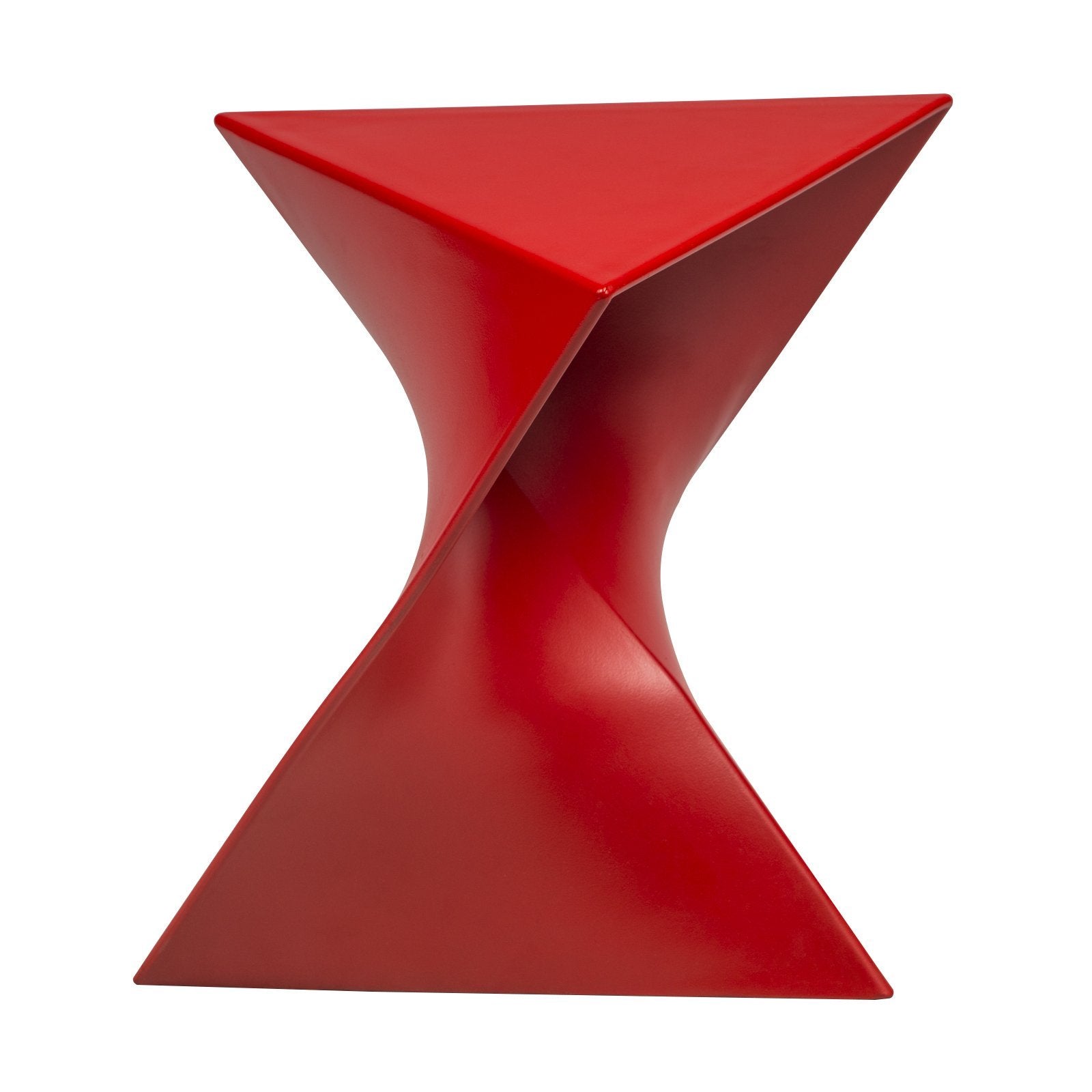 15.75" Triangular Side Table, Stackable Plastic Accent End Table for Indoor & Outdoor Use, Weather-Resistant Modern Patio & Living Room Table, Red