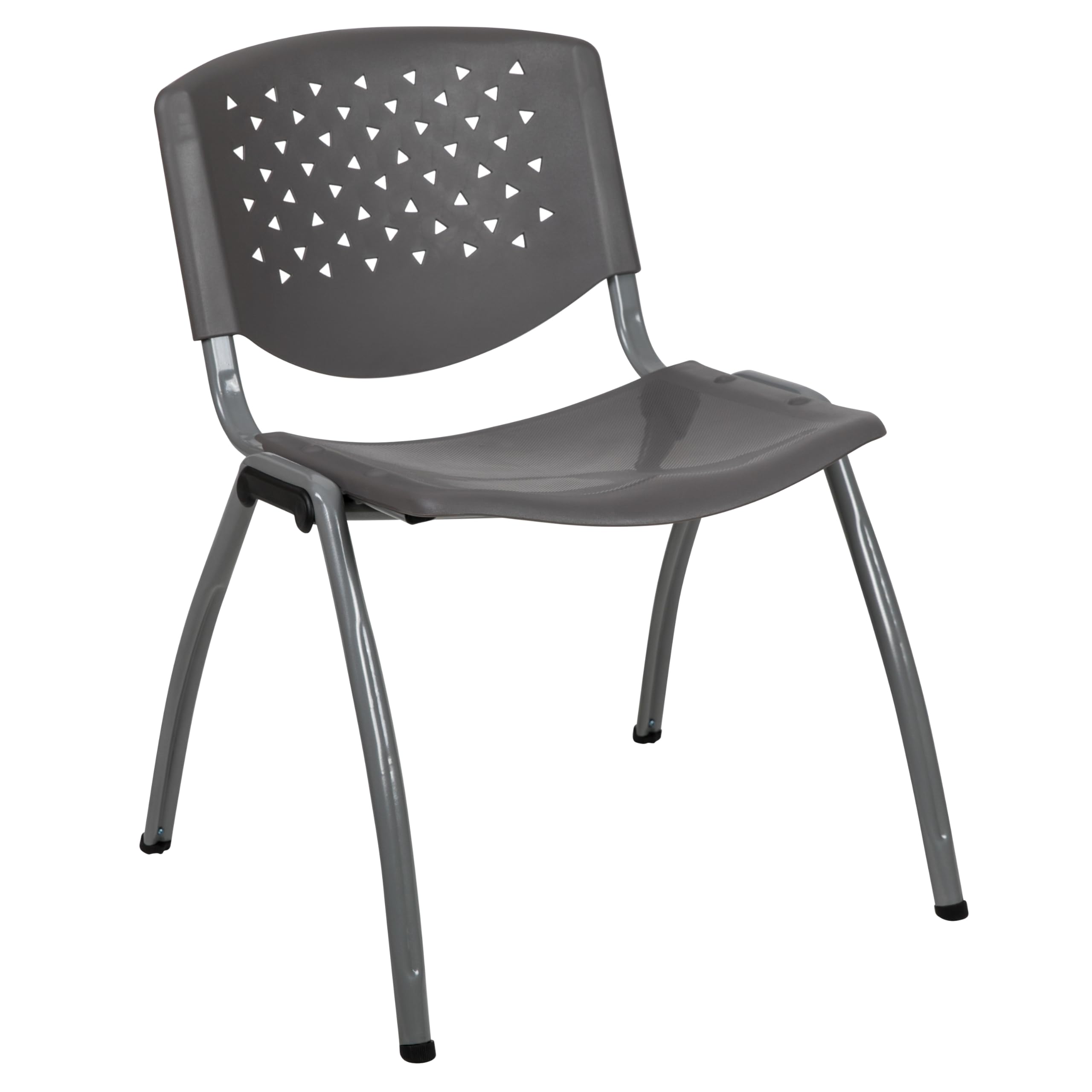 HERCULES Series 880 lb. Capacity Gray Plastic Stack Chair with Titanium Gray Powder Coated Frame