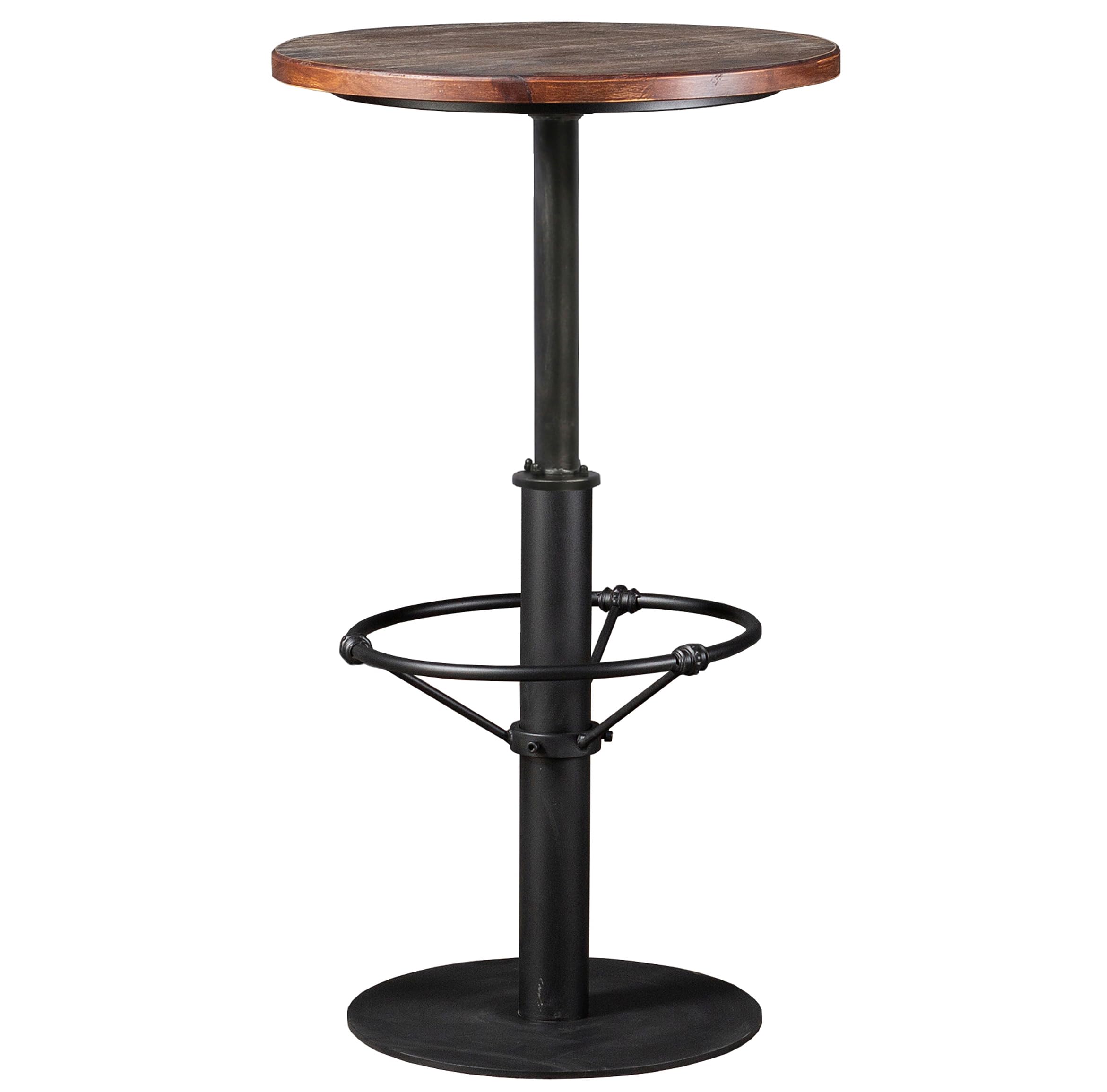 42" Tall Rustic Industrial Bar Table-19.68" Dia Round Wooden Top Metal Bar Height Adjustable Standing Pub Table-Dining Room Bistro Table-Cocktail Table