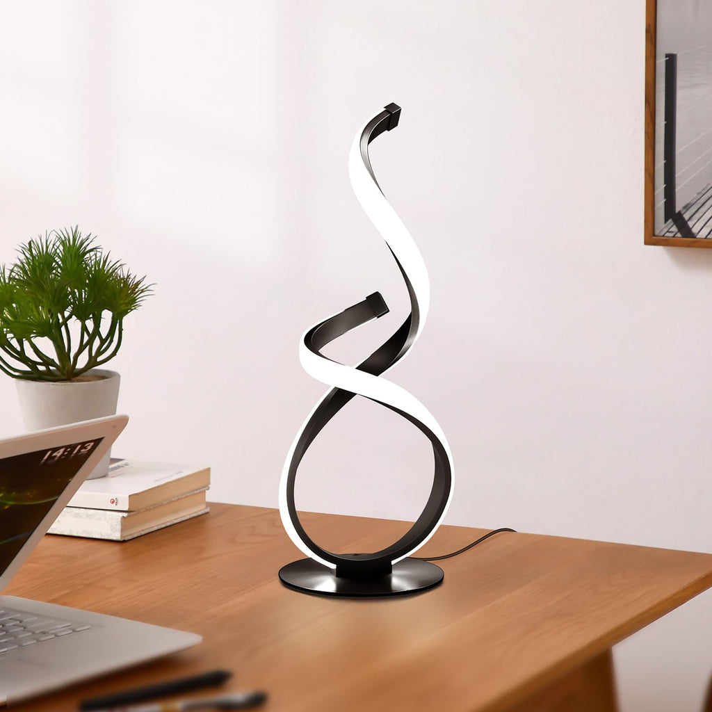 2 Pack Modern Table Lamps for Nightstand, LED Spiral Touch Light