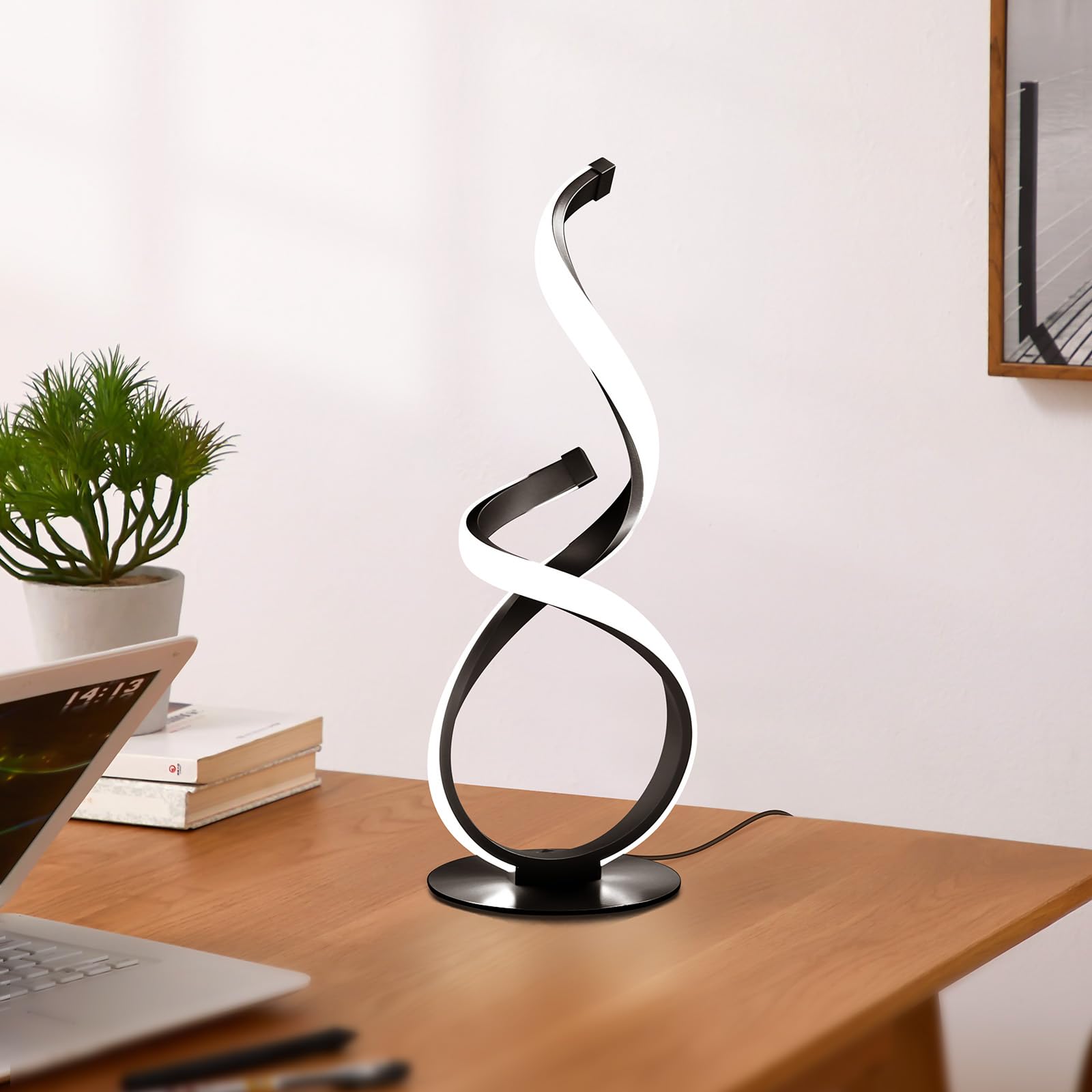 2 Pack Modern Table Lamps for Nightstand, LED Spiral Touch Light
