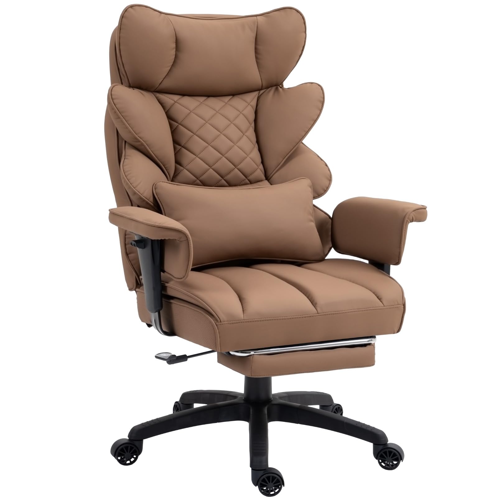 Big & Tall Office Chair | Brown Pocket Spring Cushion High Back Executive Chair with Lumbar Support & 135° Recline
