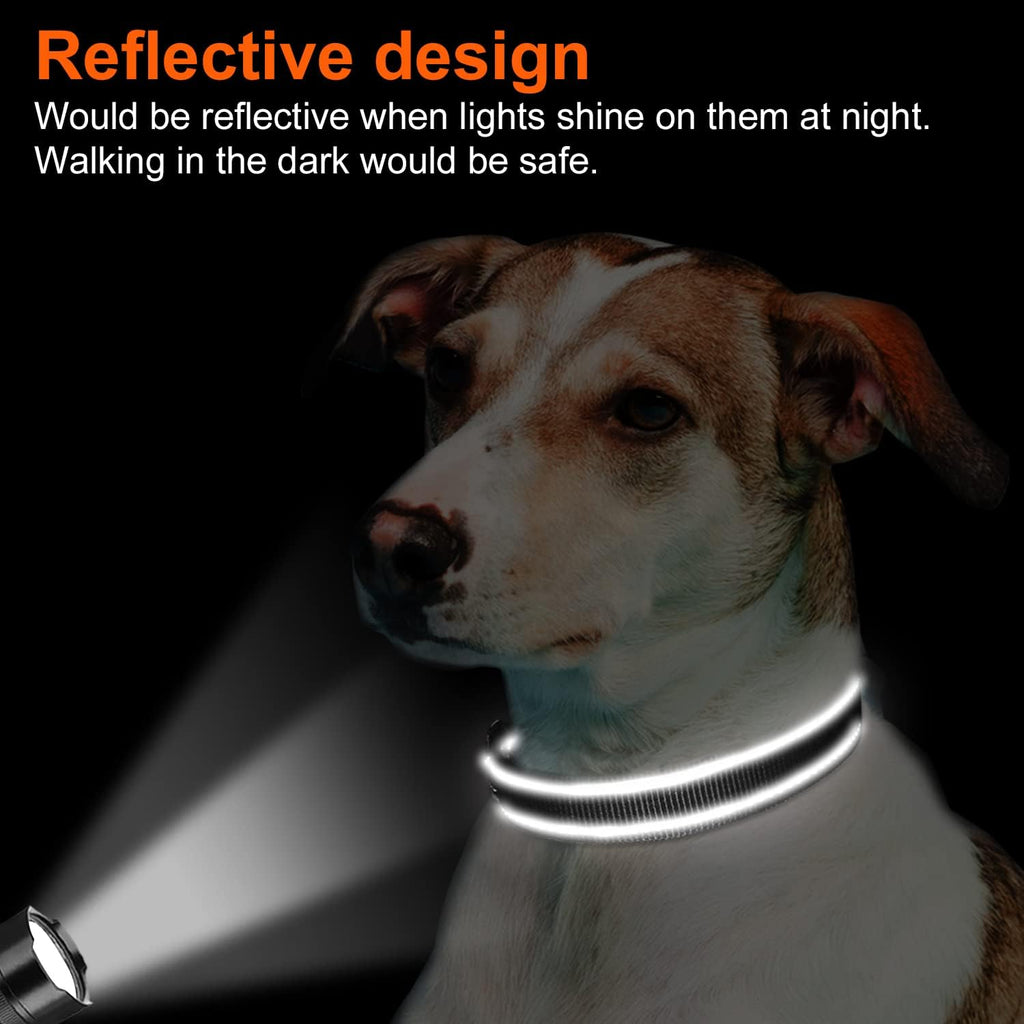 Reflective Dog Collar, Soft Neoprene Padded, Metal D-Ring, Nylon Pet Collar Adjustable for Small Dogs, Black, S
