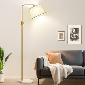 Dimmable Gold Floor Lamp, 1000 LM LED Edison Bulb Included, Arc Floor Lamps for Living Room with Marble Base, Modern Standing Lamp Tall Lamps for Living Room Bedroom