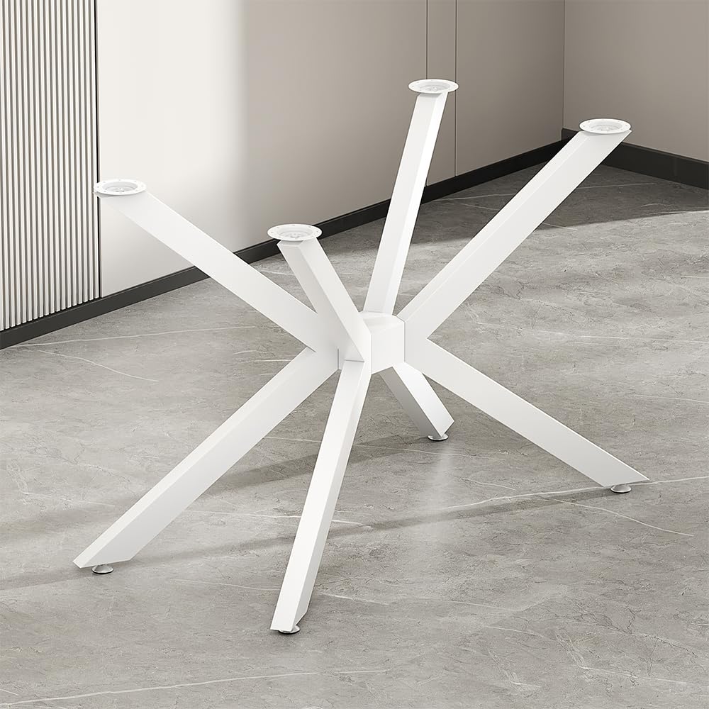 Modern Table Base 29" Metal Dining Table Legs with Suction Cups, Desk Base for Marble,Glass,Wood Top, Furniture Legs for Coffee Table, Home,Kitchen, Office (White)