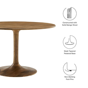 48 Inch Round Wood Dining Table in Natural – Solid Mango Wood Tabletop with Pedestal Base - Mid Century Modern Dining Room Furniture - Kitchen Table for 4-6 Person