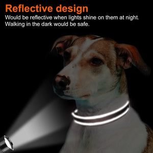 Reflective Dog Collar, Soft Neoprene Padded, Metal D-Ring, Nylon Pet Collar Adjustable for Small Dogs, Brown, Small