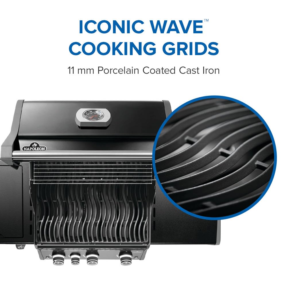 Rogue PRO 425 Propane Gas Grill with Infrared Side Burner, Black, Durable 4-Burner Backyard Grill