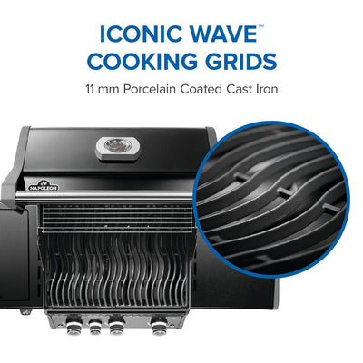 Rogue PRO 425 Propane Gas Grill with Infrared Side Burner, Black, Durable 4-Burner Backyard Grill