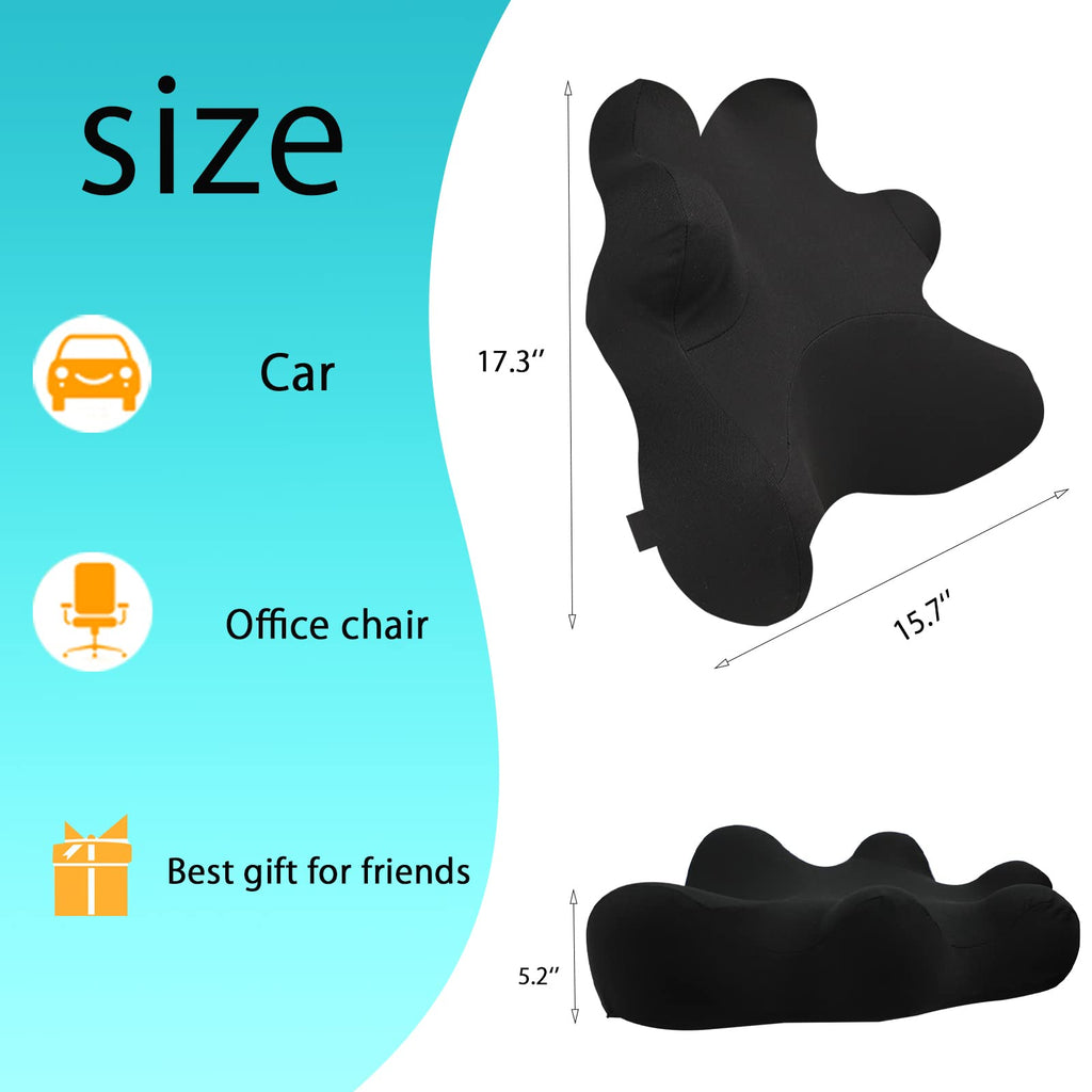 Lumbar Support Pillow for Ofiice Chair, Patented Ergonomic Back Support for Back Pain Relief with Adjustable Strap, Lumbar Support Pillow Relieving Lumbar Muscle Strain (Black)