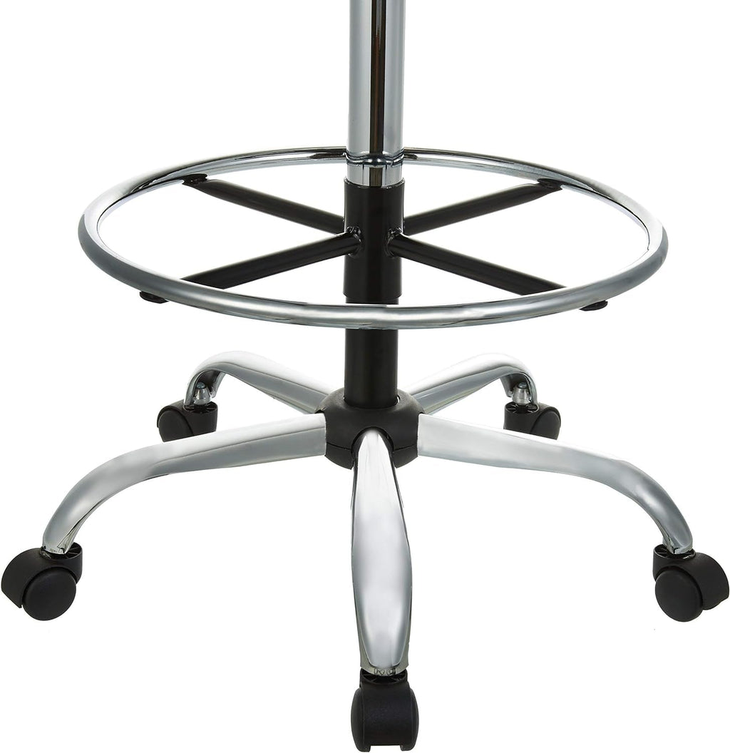 Multi-Purpose Adjustable Drafting Spa Bar Stool with Sturdy Foot Rest, Back Support Cushion, 360° Swivel and Wheels, Black