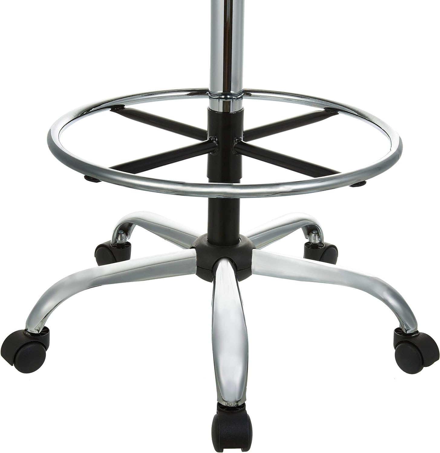 Multi-Purpose Adjustable Drafting Spa Bar Stool with Sturdy Foot Rest, Back Support Cushion, 360° Swivel and Wheels, Black