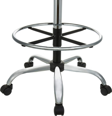 Multi-Purpose Adjustable Drafting Spa Bar Stool with Sturdy Foot Rest, Back Support Cushion, 360° Swivel and Wheels, Black