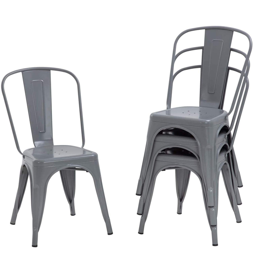 Dining Chairs Set of 4 - Indoor/Outdoor, Metal, 18 Inch Seat Height, 330LBS Weight Capacity, Stackable, Restaurant & Bar Chairs