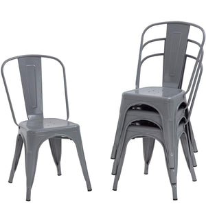 Dining Chairs Set of 4 - Indoor/Outdoor, Metal, 18 Inch Seat Height, 330LBS Weight Capacity, Stackable, Restaurant & Bar Chairs
