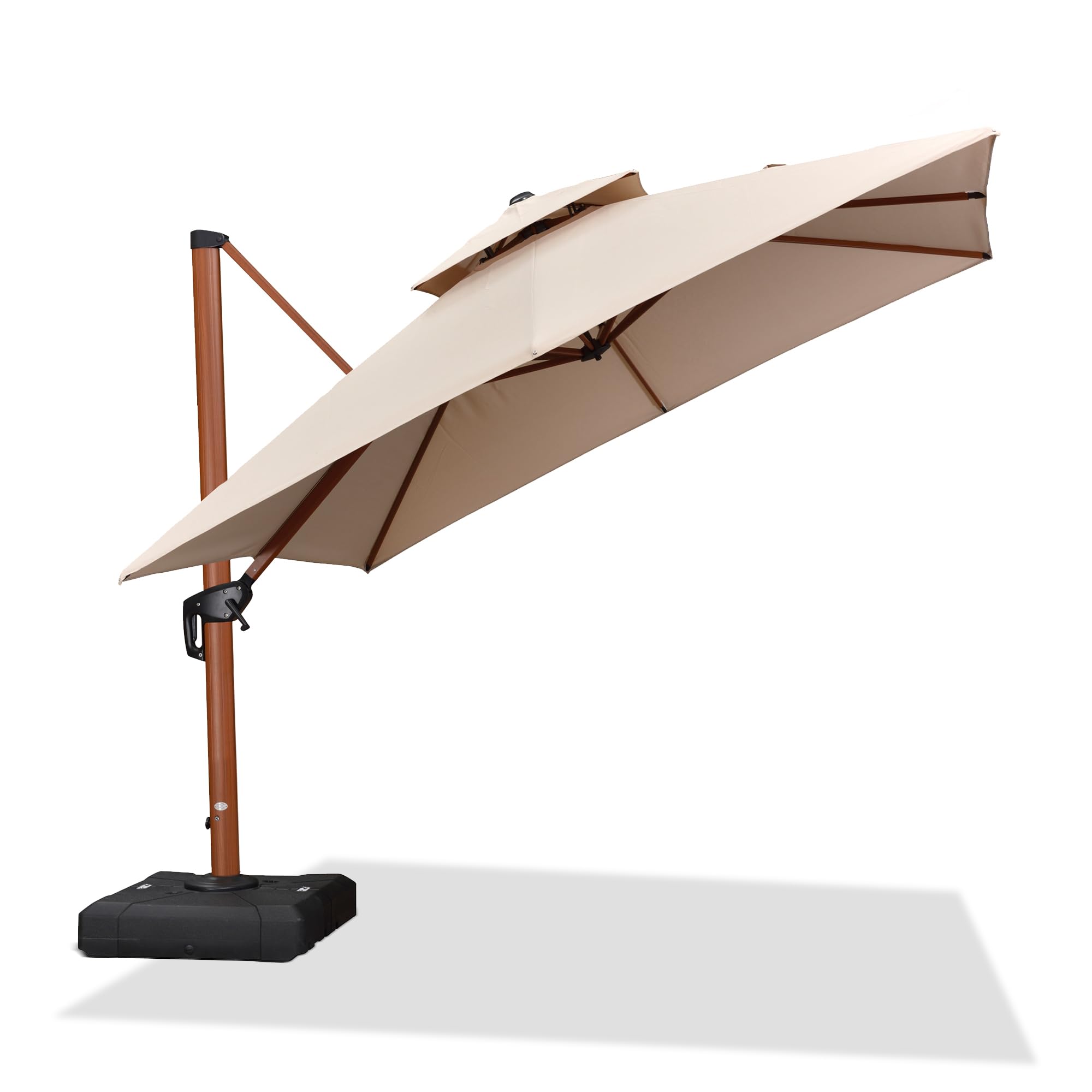 10ft Patio Umbrella Outdoor Square Umbrellas Large Cantilever Umbrella Windproof Offset Umbrellas Heavy Duty Sun Umbrella for Garden Deck Pool Patio, Beige