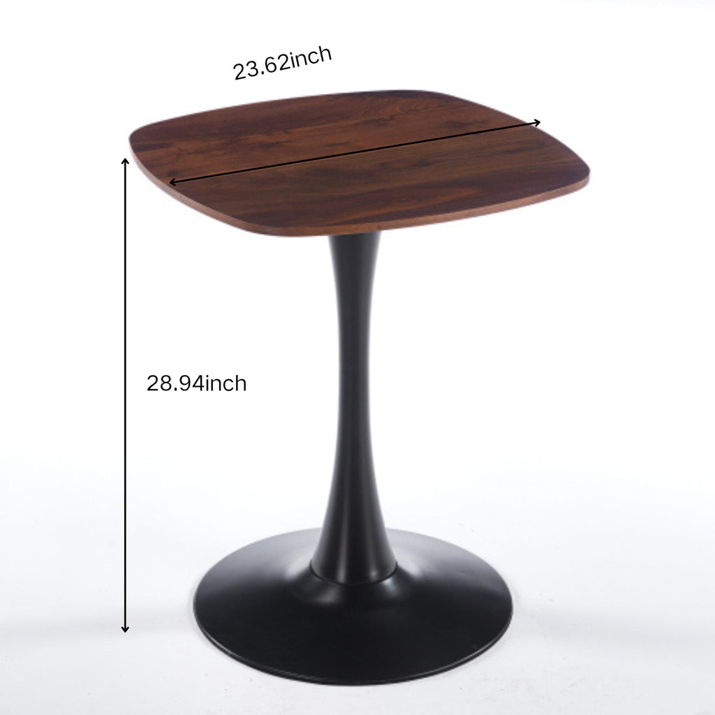 23.6" Square Tulip Dining Table, Mid-Century Tulip Table Kitchen Tulip Dining Table 2 People with MDF Table Top & Metal Base for Office Living Room