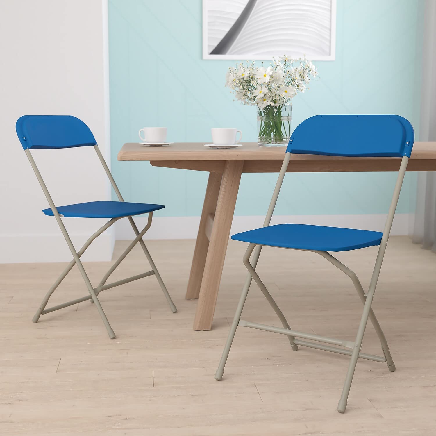 Hercules™ Series Plastic Folding Chair - Blue - 2 Pack 650LB Weight Capacity Comfortable Event Chair-Lightweight Folding Chair