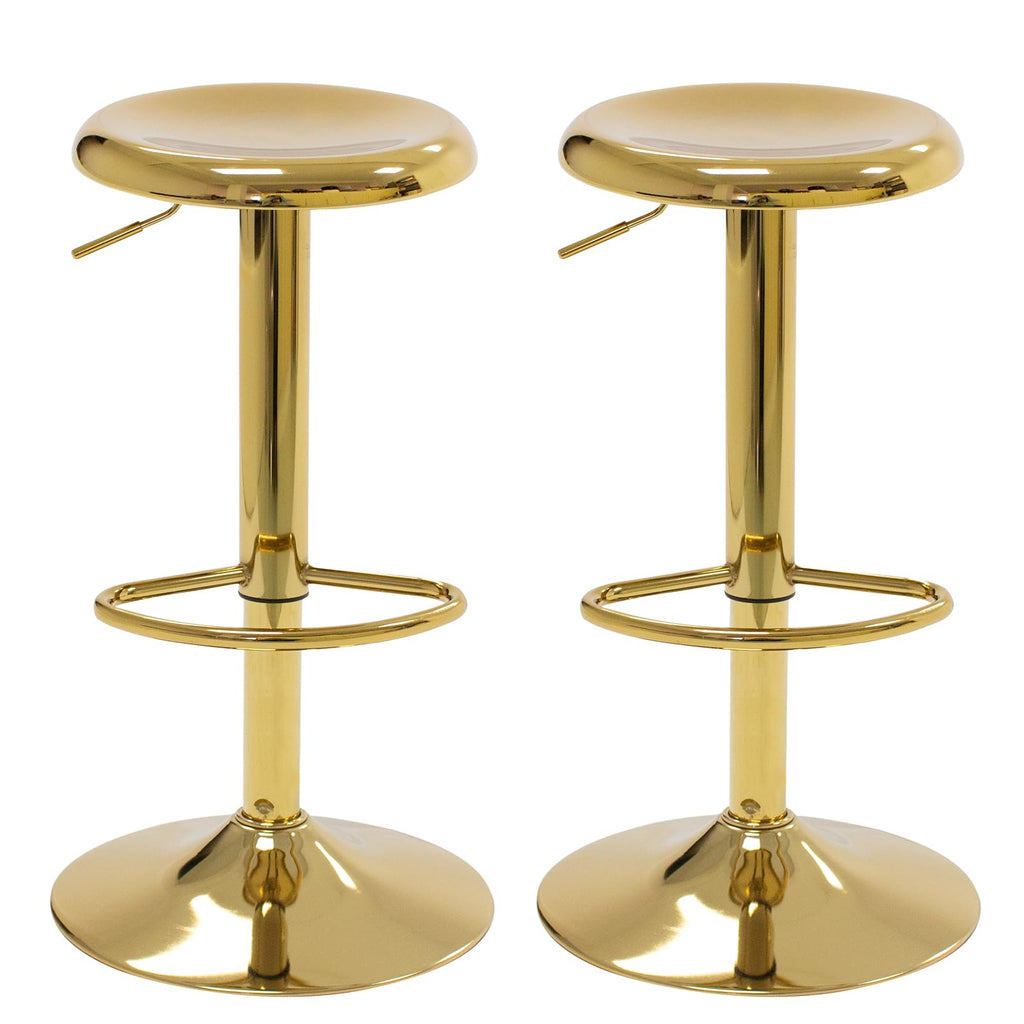 Bar Stools - 2 Pack, Adjustable Swivel Height Counter Bar Stool, Modern Metal Barstools, Backless Barstool for Bar, Kitchen Island, Pub, Gold