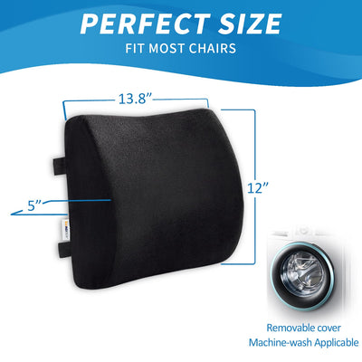 Comfortable Lumbar Support Pillow for Office Chair, Memory Foam Back Support Pillows for Car、Gaming Chair、 Home Chair, Back Pain Relief Improve Posture, Double Adjustable Straps(Black)