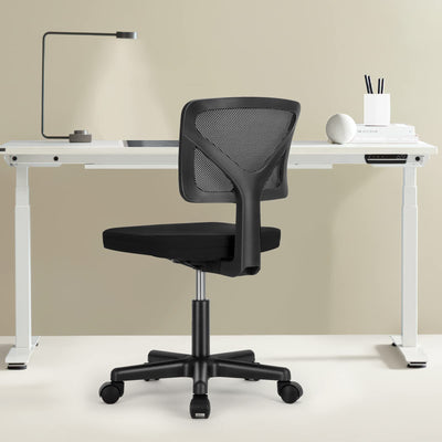 Small Office Desk Chair, Ergonomic Low-Back Mesh Rolling Work Swivel Chairs with Wheels, Armless Comfortable Seat Lumbar Support for Home, Bedroom, Study, Student, Adults,Classic Black