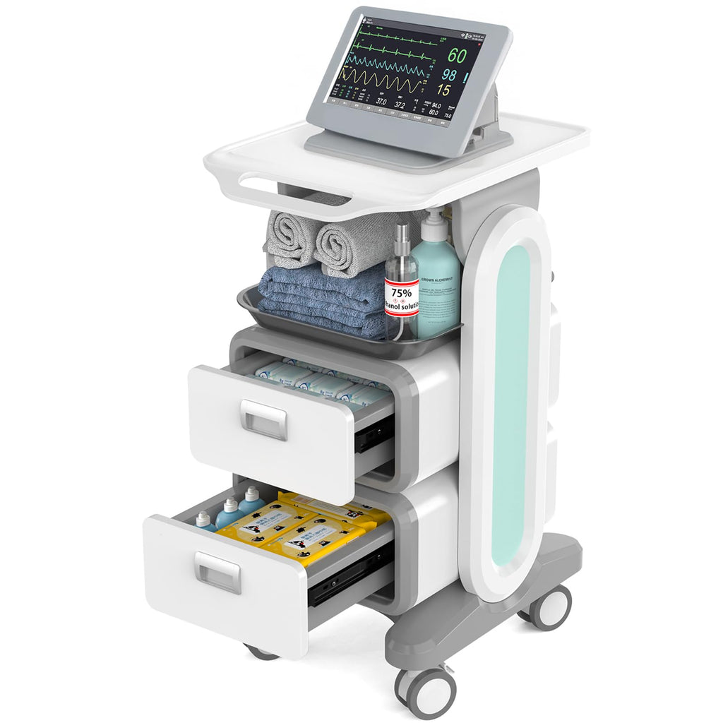 Medical Carts with Wheels, Mobile Ultrasound Cart, Rolling Dental Carts with Drawers, Professional Trolley Cart with Trays for Hospital Clicnic Lab Beauty Salon