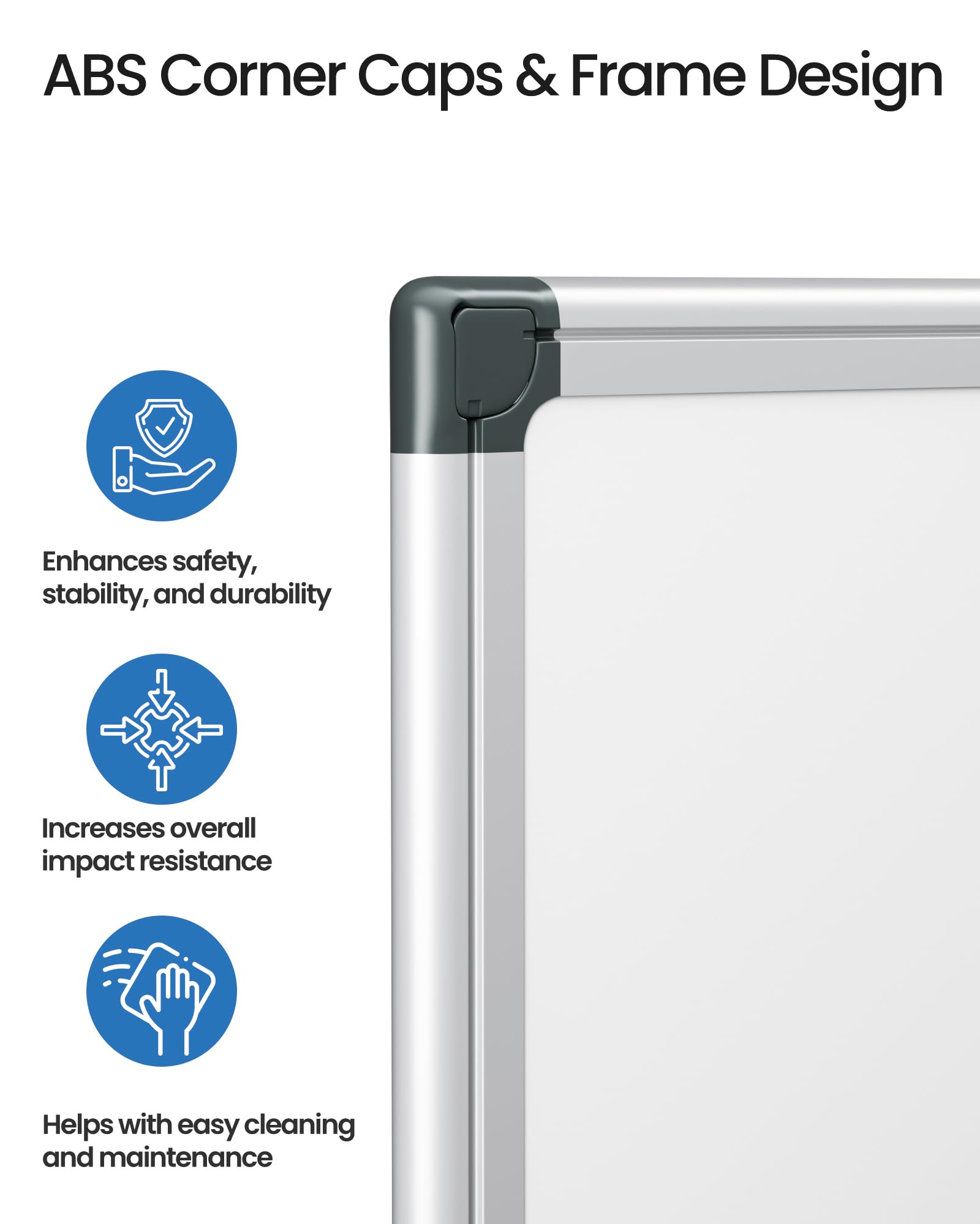 Magnetic White Board Kit for Wall 24" x 18", 1 Dry Eraser & 2 Multicolor Markers & 4 Magnetic Pins, Sliver Reinforced Aluminum Frame for Home, School, Office