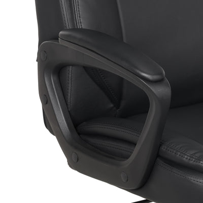 Classic Puresoft PU Padded Mid-Back Office Desk Chair with Armrest, Easy Assembly, Sturdy Metal Base, Wheels, 275lb Support, 26