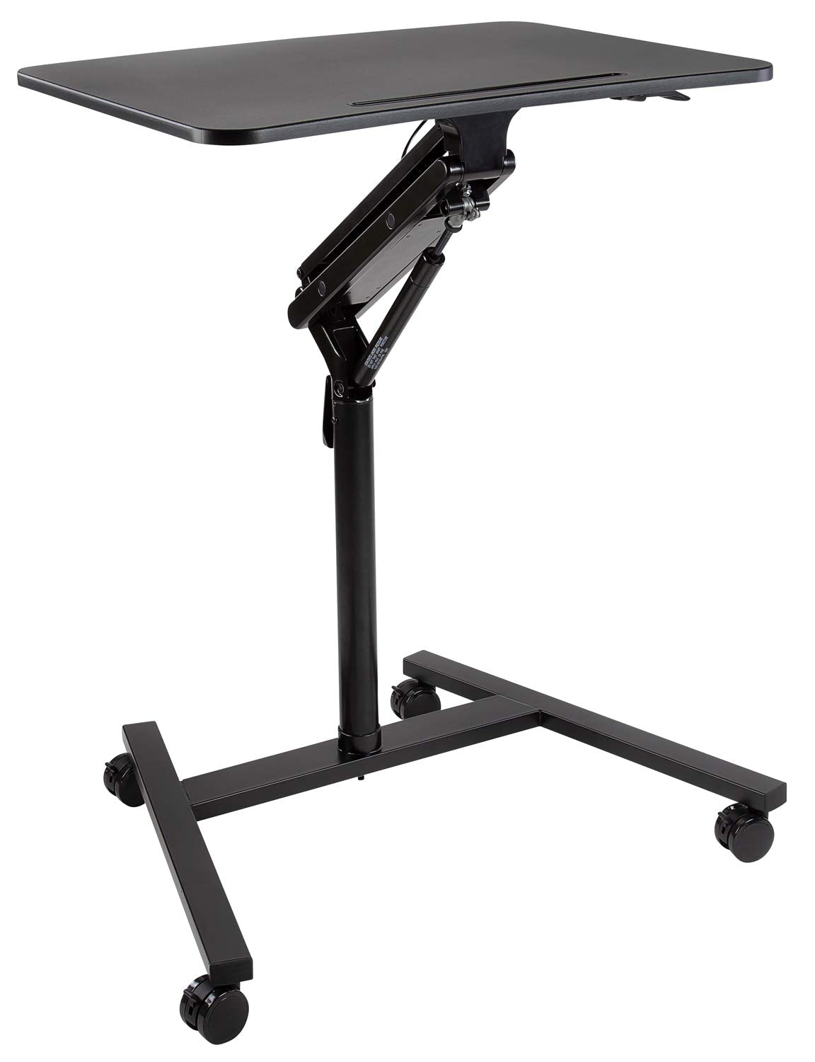 Mobile Standing Laptop Desk, Height Adjustable Rolling Sit Stand Workstation with Casters, 27.5 Wide with Gas Spring Lift Mechanism, Black