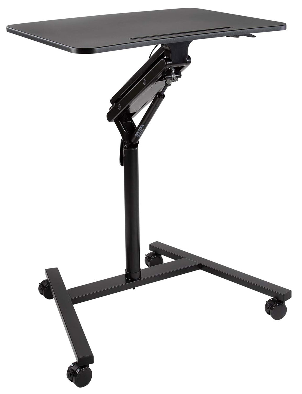 Mobile Standing Laptop Desk, Height Adjustable Rolling Sit Stand Workstation with Casters, 27.5 Wide with Gas Spring Lift Mechanism, Black