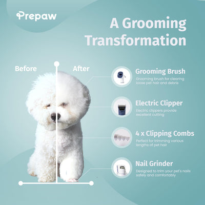 Premium Pet Grooming Kit with Vacuum, 11000Pa Suction Power, 2.5L Dust Cup, 7 Grooming Tools, Cordless Paw Trimmer, Nail Grinder, Large Capacity Dust Cup, Whisper Operation, USA Design