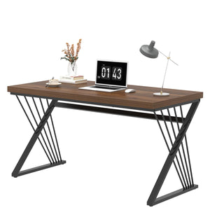Computer Desk for Home Office Workstation, Modern Writing Study Work Table, PC Gaming Table for Bedroom Living Room, Rustic Walnut, 53 Inch