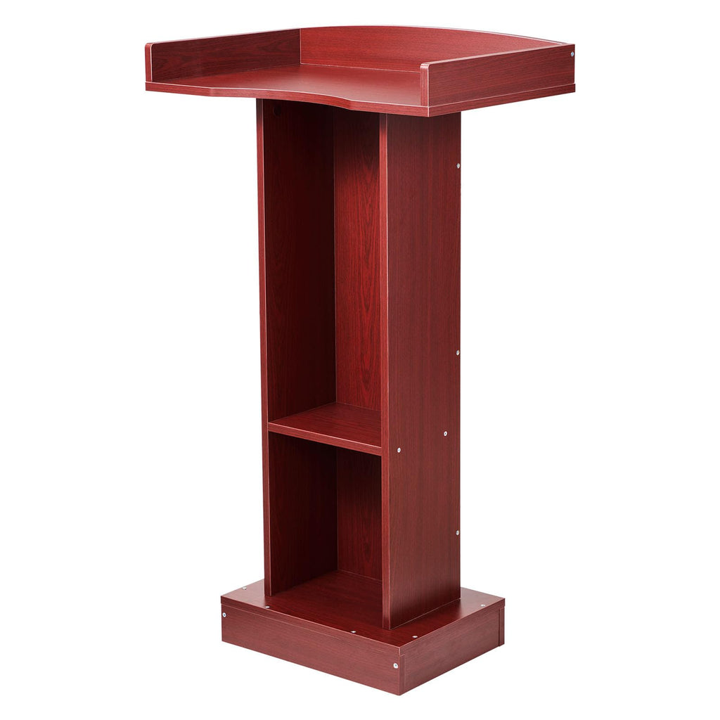 Podium Stand, 41-Inch Wooden Lectern, Laptop Desk with Wide Reading Surface and Storage Shelf, Edge Stopper, Elegant Design, Flool-Standing, for Classroom, Conference, Church, and Presentation