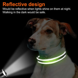 Reflective Dog Collar, Soft Neoprene Padded, Metal D-Ring, Nylon Pet Collar Adjustable for Small Dogs, Green, S
