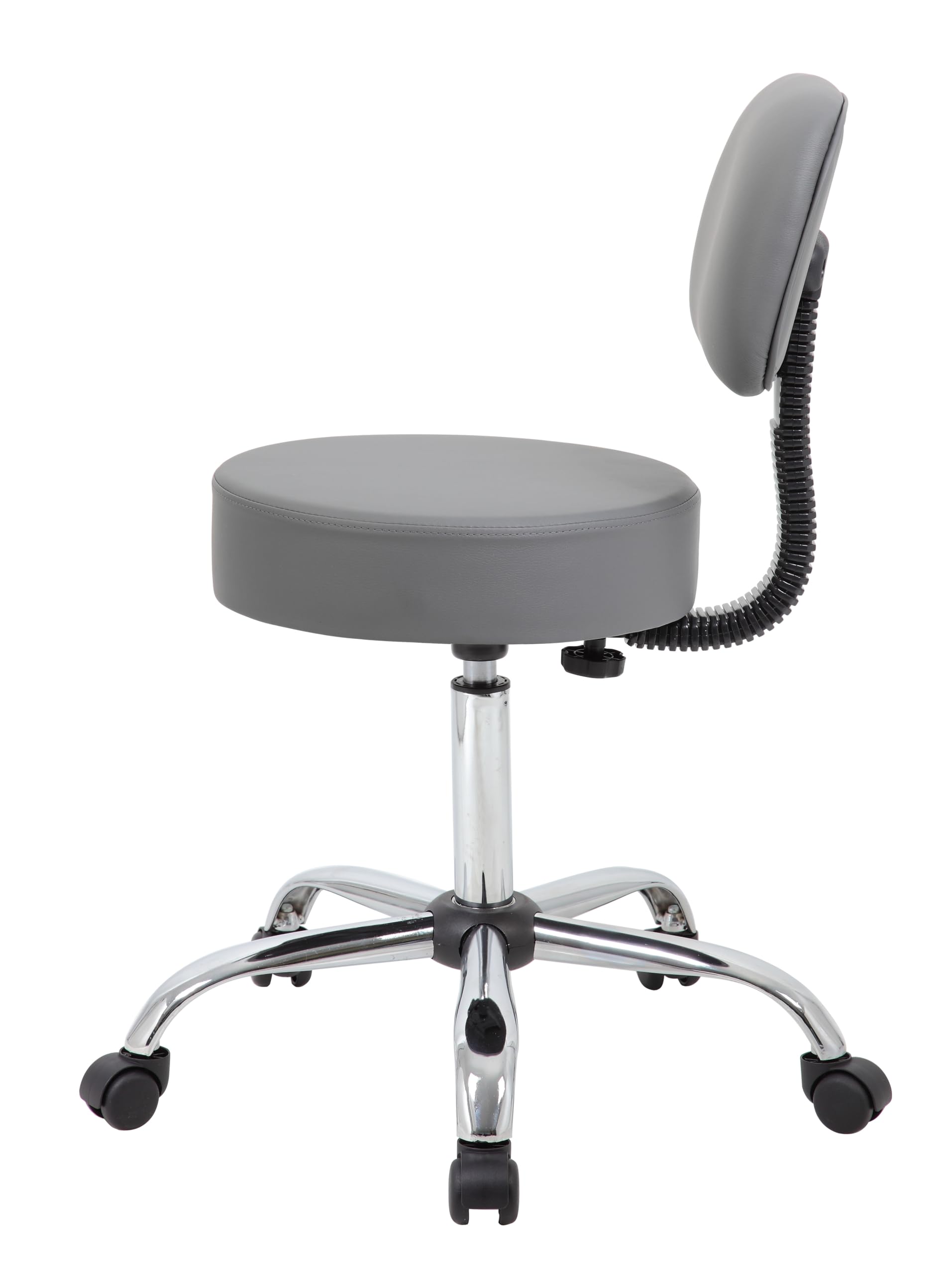 Be Well Medical Spa Professional Adjustable Drafting Stool with Back, Grey (B245-GY)