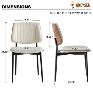 Fabric Dining Chairs Set of 2, Mid Century Modern Dining Chairs with Bentwood Backrest and Upholster Seat,Armless Kitchen Chairs with Metal Legs Adjustable Foot for Dining Room(Grey Bentwood)