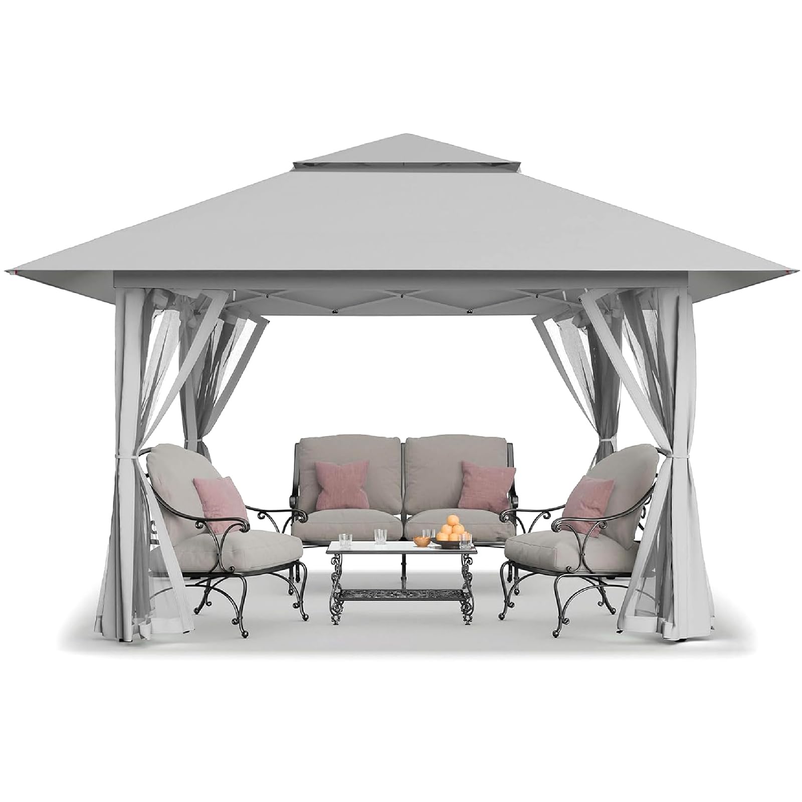 13x13 Pop Up Gazebo, Canopy Tent, Gazebos on Clearance - Outdoor Gazebo for Backyard & Patio Furniture - Carpa Pop Up Tent with Wheeled STO-N-Go Cover Bag (Grey)