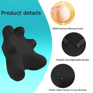 Lumbar Support Pillow for Ofiice Chair, Patented Ergonomic Back Support for Back Pain Relief with Adjustable Strap, Lumbar Support Pillow Relieving Lumbar Muscle Strain (Black)