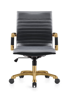 Qty 6 Modern Ergonomic Executive Office Chair, High-Back Leather Conference Desk Chair with Adjustable Height, Tilt Control, 360° Swivel & Gold Frame for Home Office