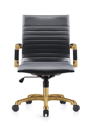Qty 6 Modern Ergonomic Executive Office Chair, High-Back Leather Conference Desk Chair with Adjustable Height, Tilt Control, 360° Swivel & Gold Frame for Home Office