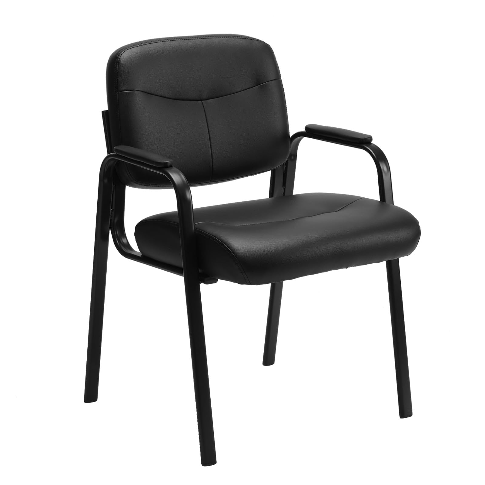Office Waiting Room Chairs Set of 1, Leather Desk Reception Guest Stationary Side Chair with Padded Arms for Home Conference Meeting Lobby Area Medical Clinic Church