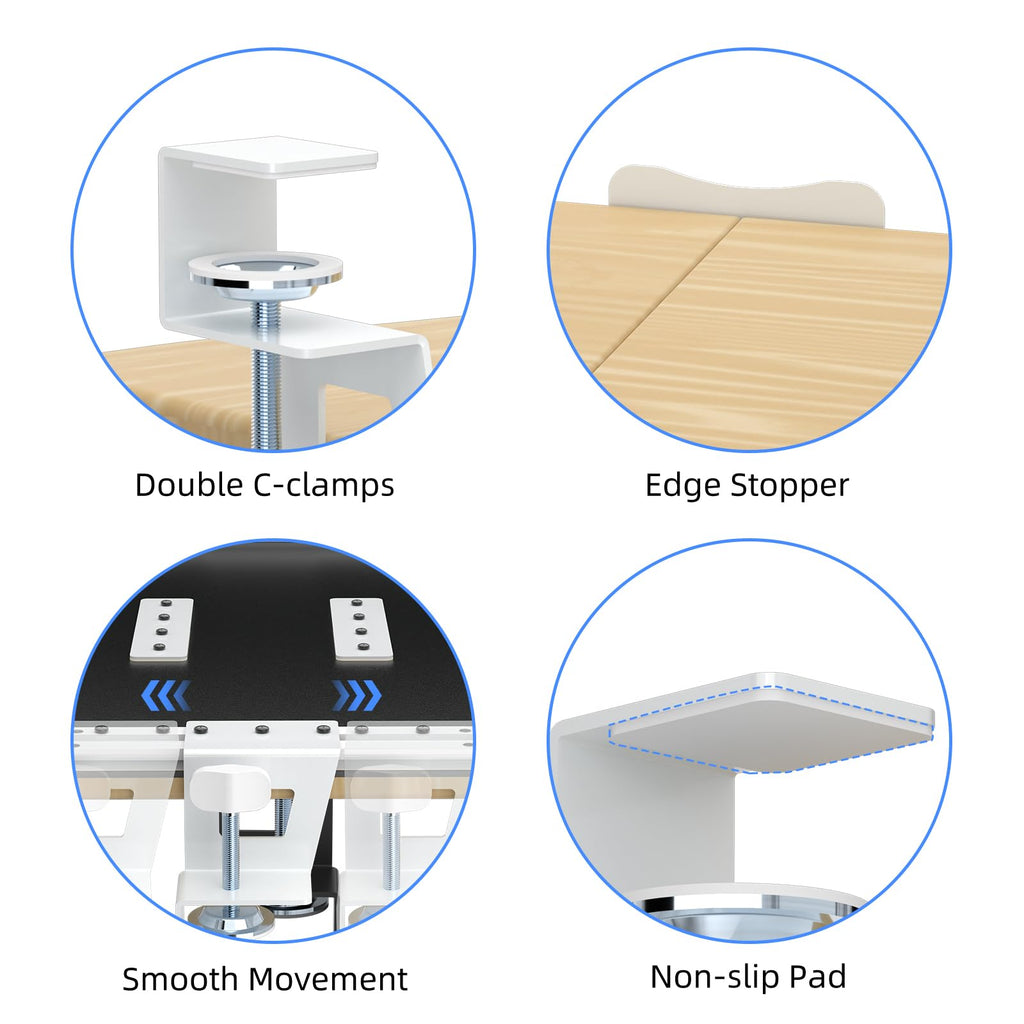 Small Keyboard Tray Under Desk Pull Out with C Clamp Mount for Computer Keyboard, 20 (24.2 Including Clamps) x 11.8 inch Slide-Out Platform Computer Drawer for Typing, Light Wood, DSF1SQM