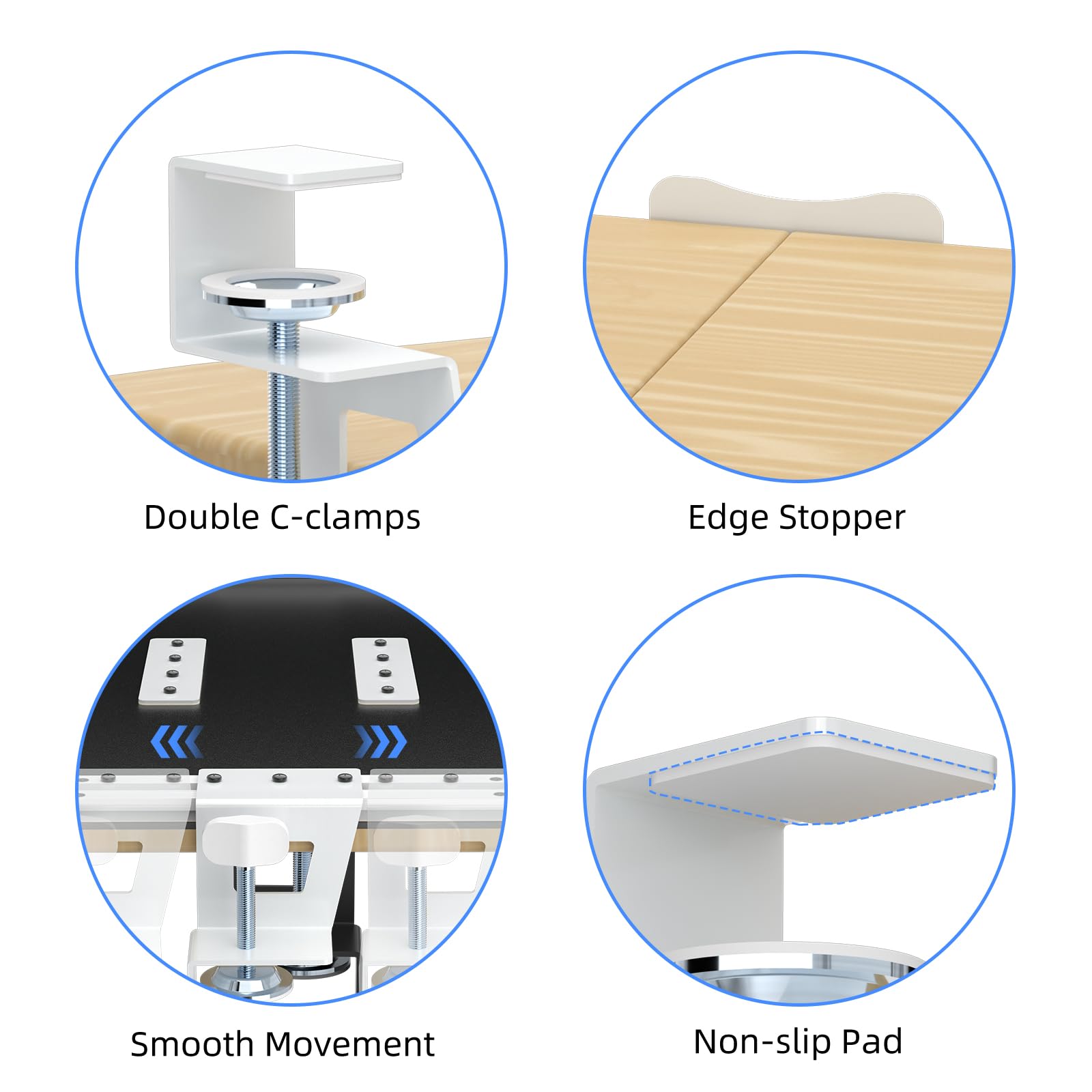Small Keyboard Tray Under Desk Pull Out with C Clamp Mount for Computer Keyboard, 20 (24.2 Including Clamps) x 11.8 inch Slide-Out Platform Computer Drawer for Typing, Light Wood, DSF1SQM