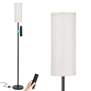 64'' Floor Lamps for Living Room with Remote Control and Stepless Dimmable Colors Temperature & Brightness, 9W Bulb Included(Beige Lampshade & Black Pole)