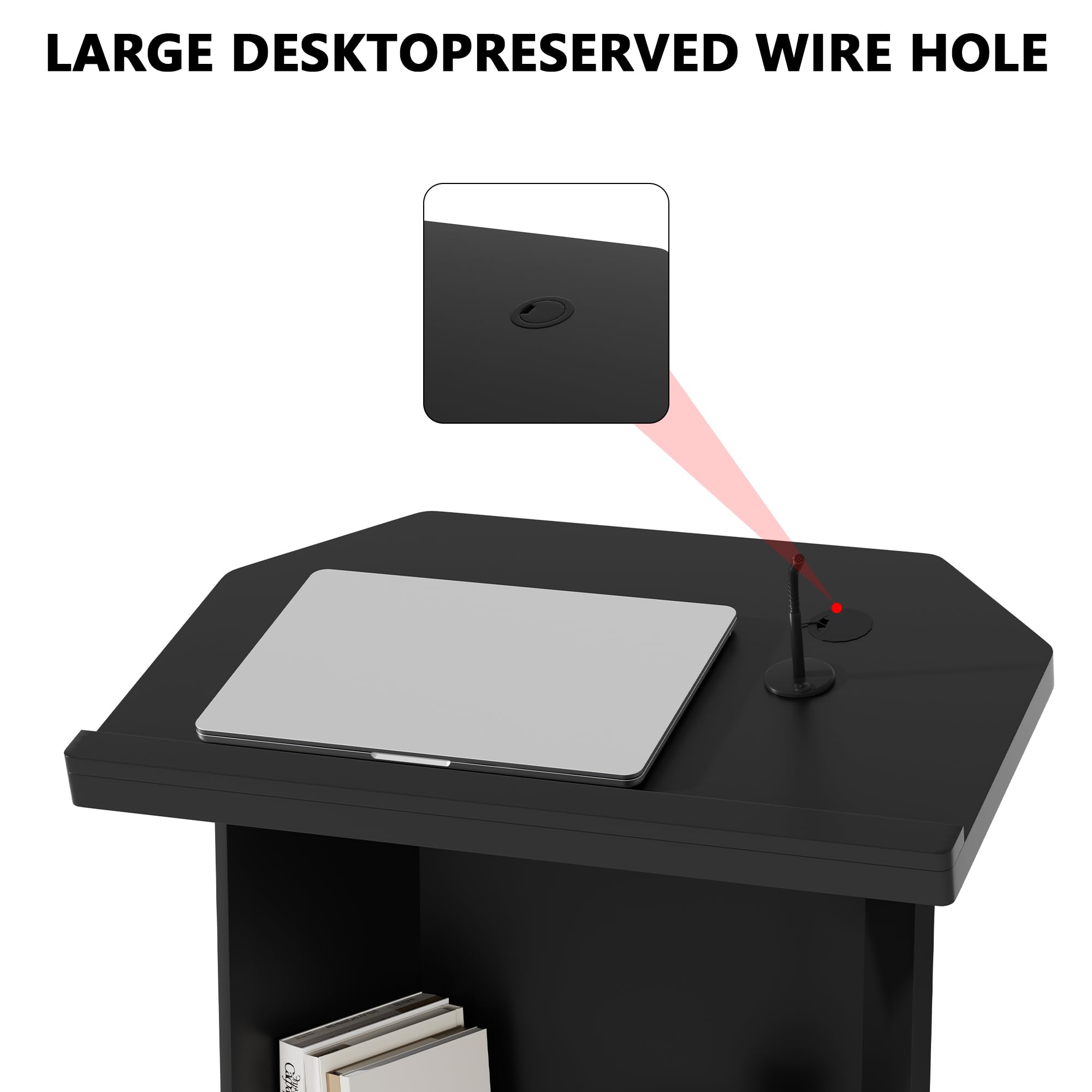 Wood Podium,Compact Podium Stand,15MM Particle Board,Pulpit with Storage,Mic Stand Space,Easy Installation Wooden Lectern for Restaurants,Churches,Seminars and Schools